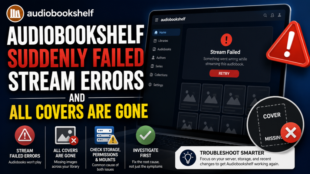 Audiobookshelf Suddenly Failed Stream Errors and All Covers Are Gone
