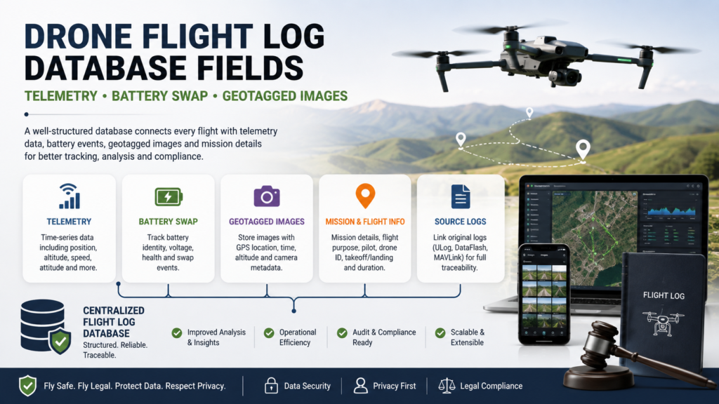 Drone Flight Log Database Fields Telemetry Battery Swap Geotagged Images