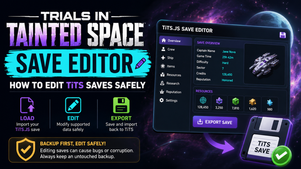 Trials in Tainted Space Save Editor | How to Edit TiTS Saves Safely