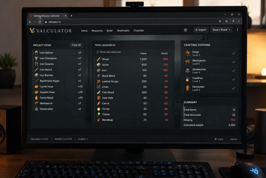 Valheim Materials Calculator | Plan Crafting and Building Resources